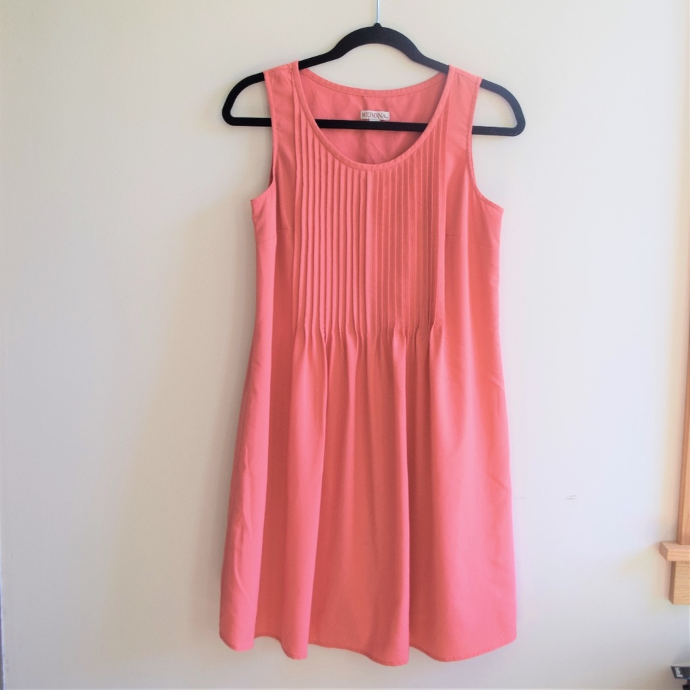 Merona Womens Pintuck Swing Dress in Coral Spice